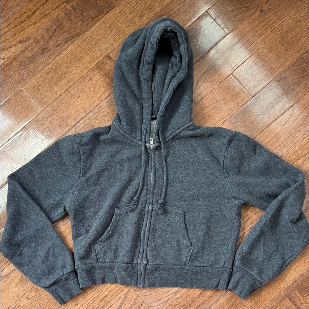 Brandy Melville Cropped Zipper Hoodie